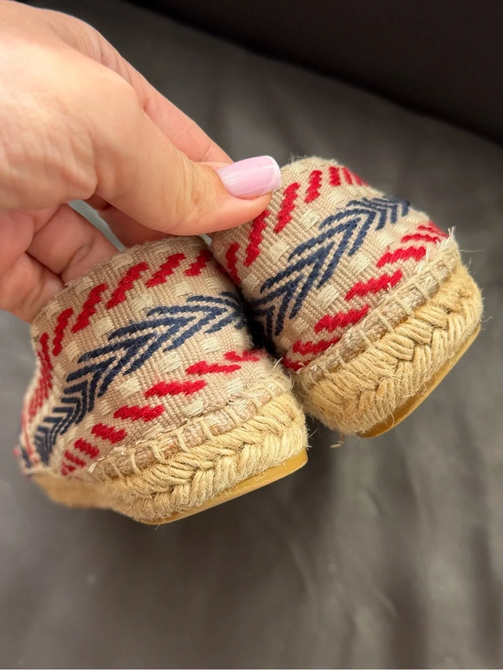 Miu Miu Beige Espadrilles with Red & Navy Stripe and Crystal Brooch 37 Size